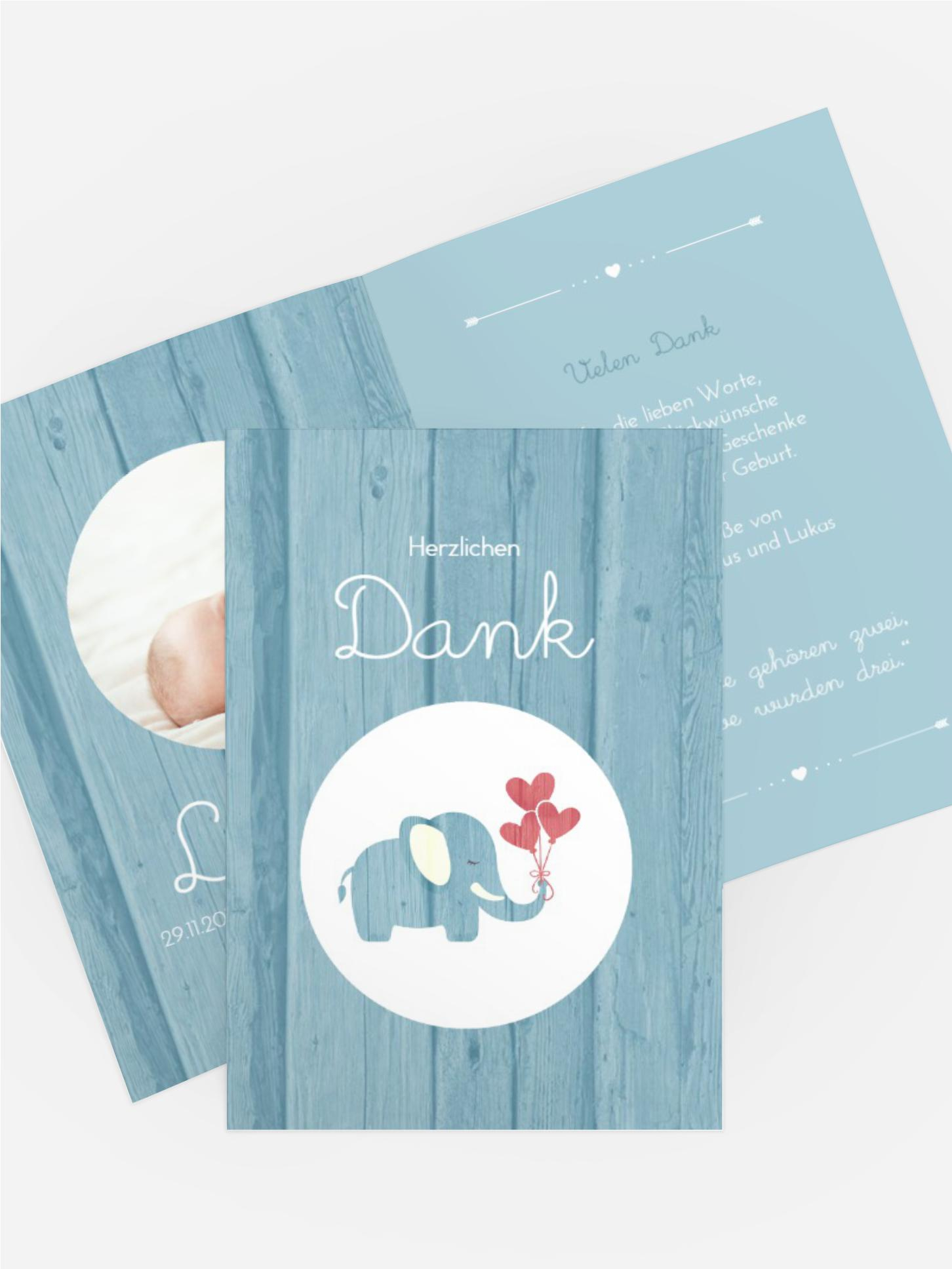 Baby Dankeskarte Elefant
