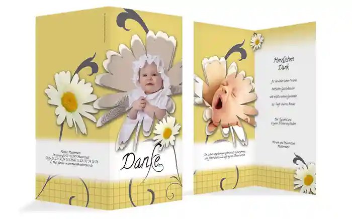 Dankeskarte Taufe Margeriten