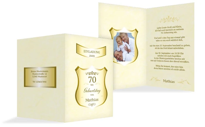 Geburtstagseinladung 70 label Foto