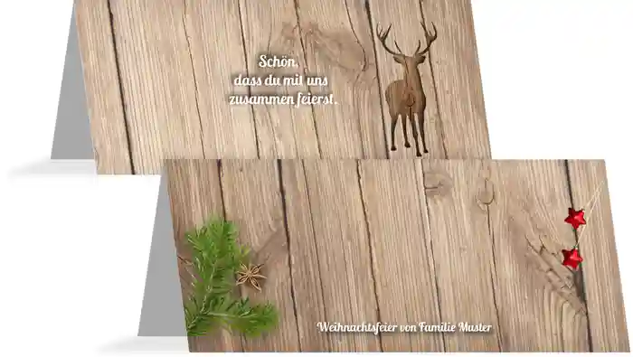 Weihnachts Tischkarte Holztisch