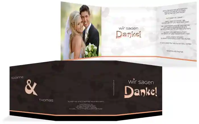 Dankeskarte Hochzeit wilde Herzen