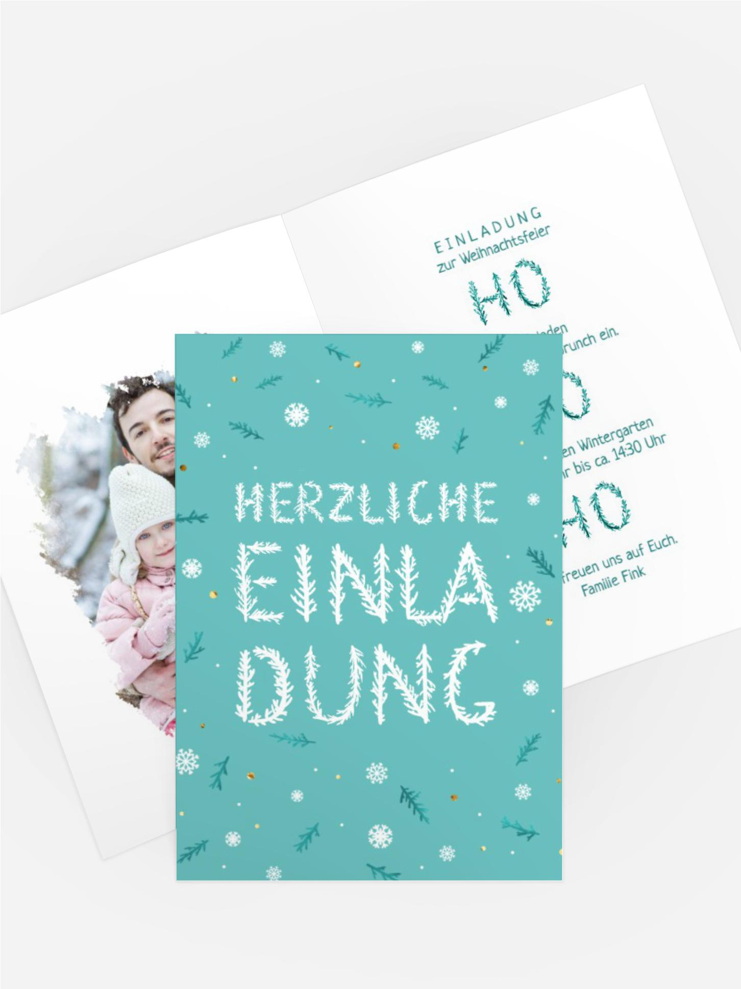 Weihnachtseinladung Tannenzweig-Schrift
