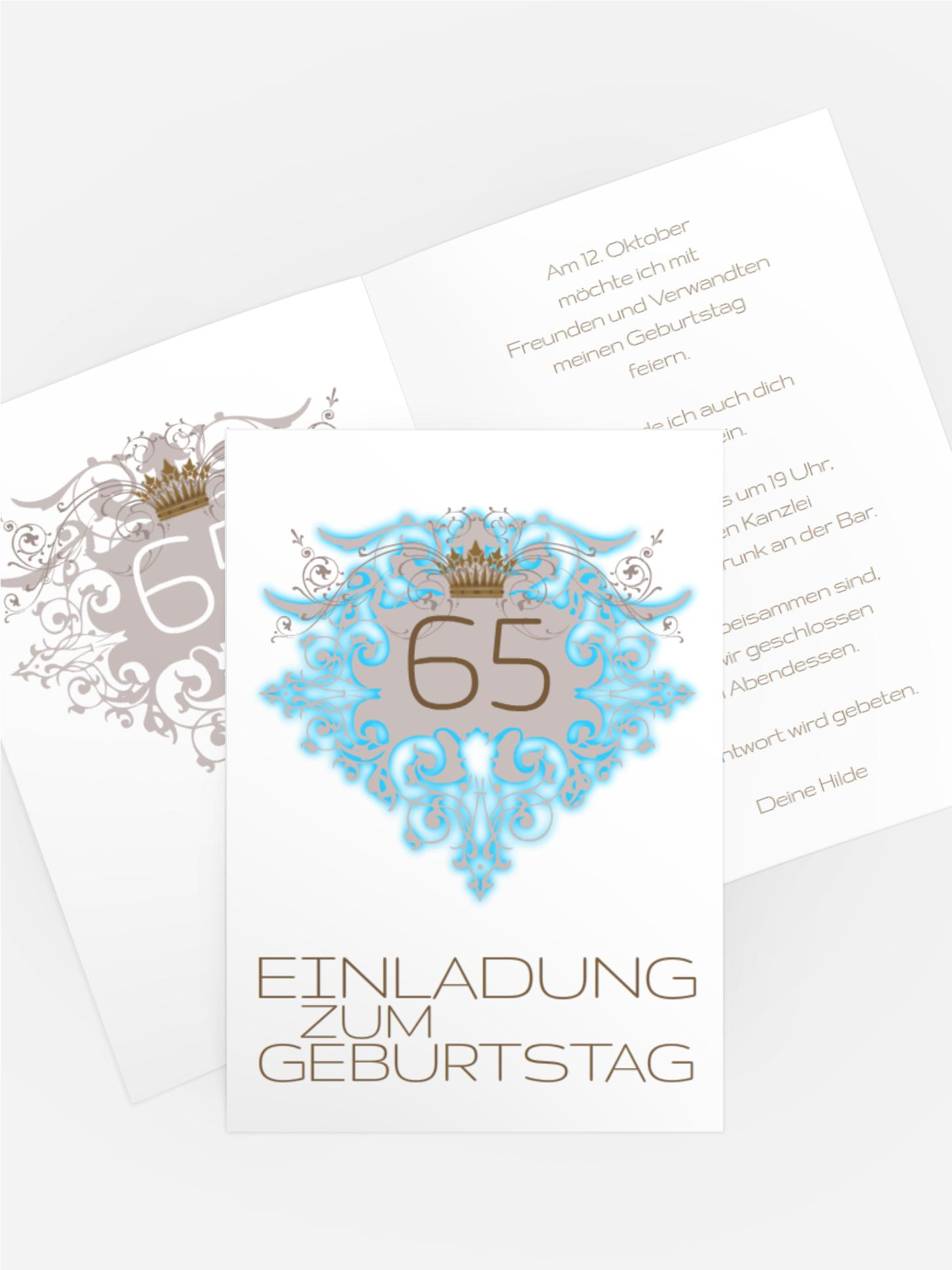 Einladung zum Geburtstag Krone 65