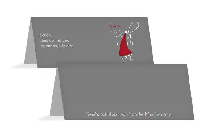 Weihnachts Tischkarte Buchstabenmütze