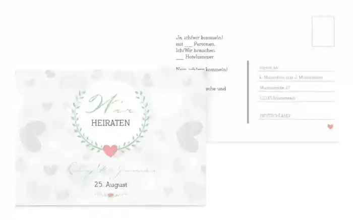 Antwortkarte zur Hochzeit zarte Ranke
