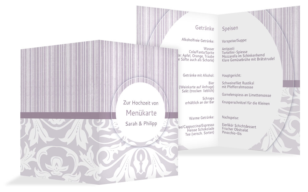 Menükarte Streifenzauber
