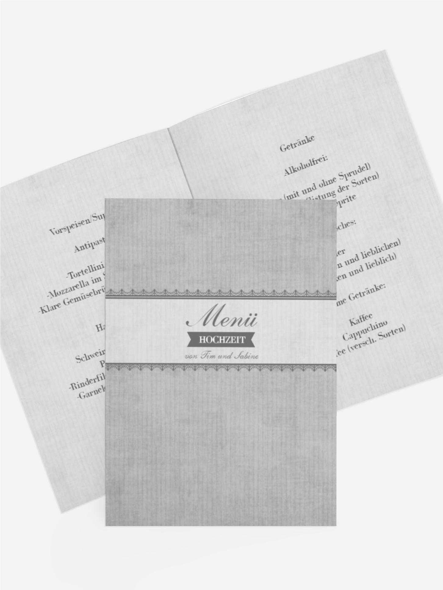 Menükarte Vintage Spitzenbordüre