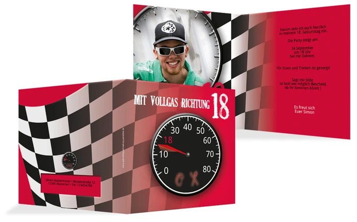 Einladungskarte Geburtstag Vollgas 18 Einladungskarte Geburtstag Vollgas 18