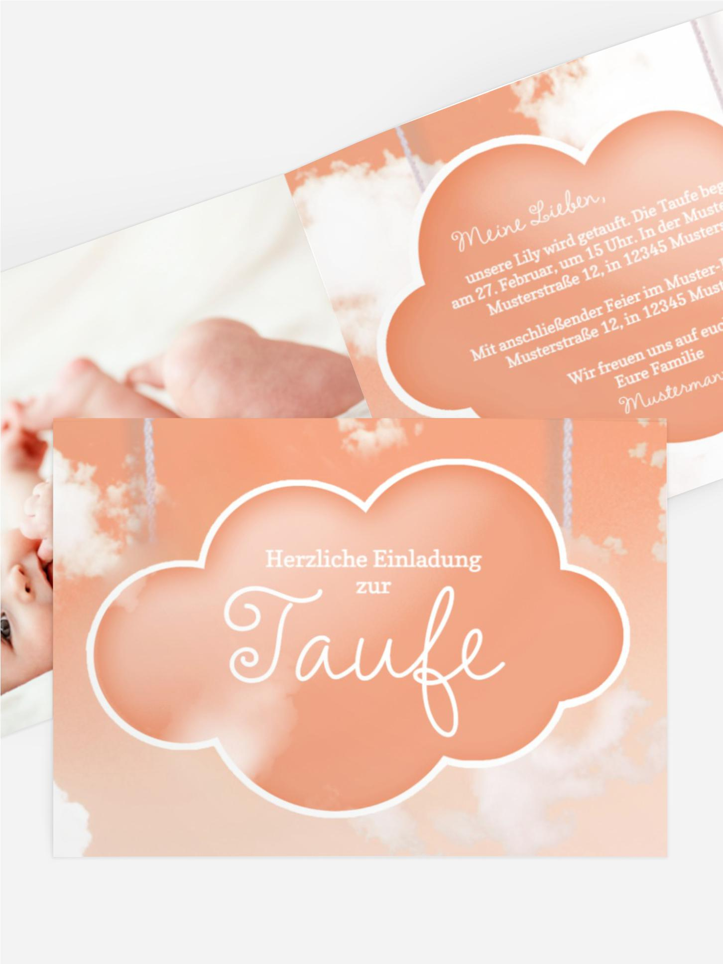 Einladungskarte Taufe Fluffy Cloud