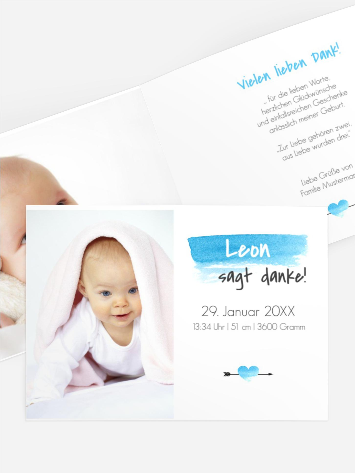 Dankeskarte zur Geburt Aquarell