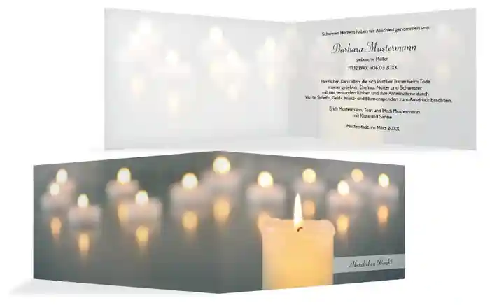 Dankeskarte Kerzenlichter quer