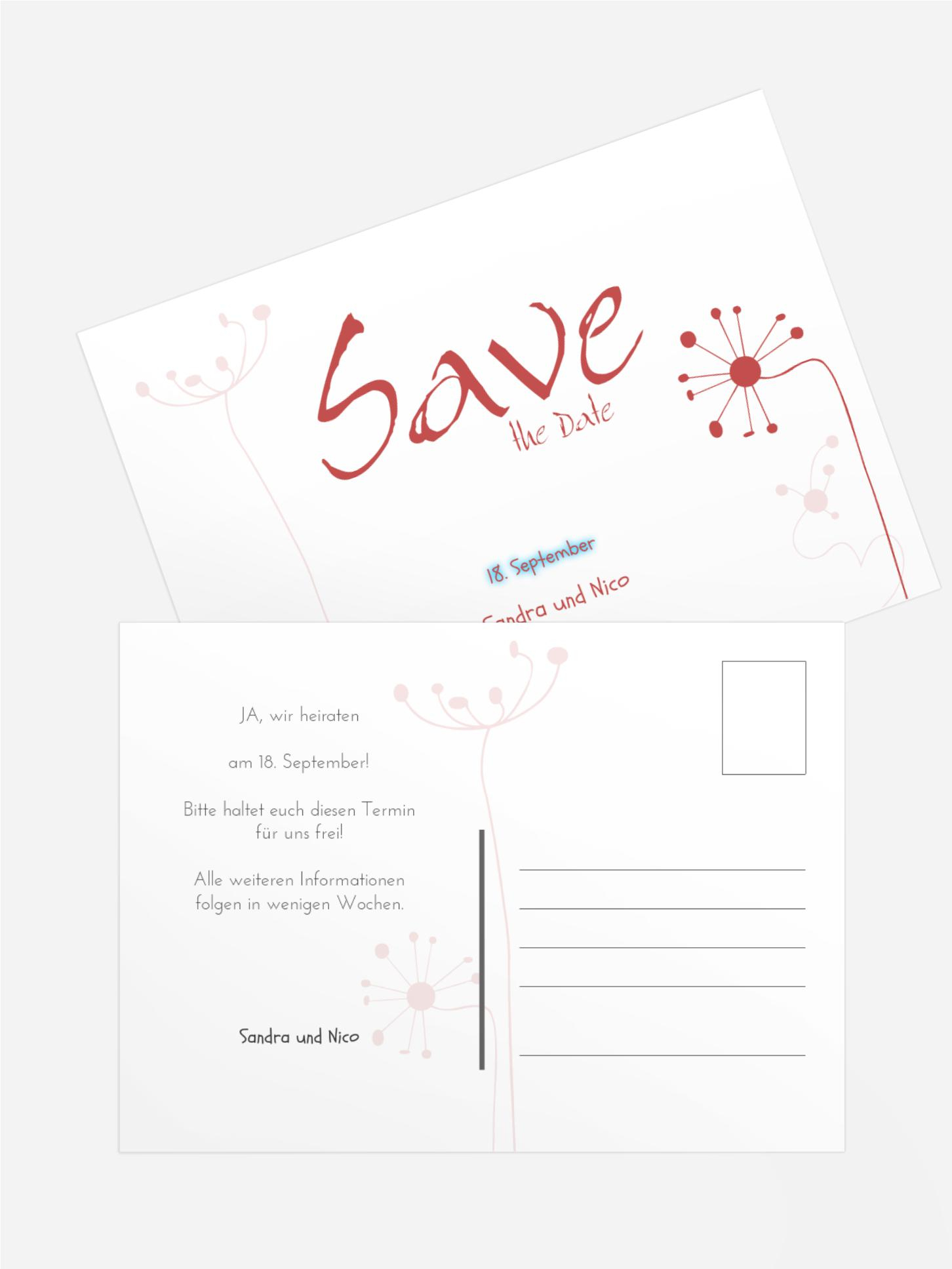 Save the Date abstrakte Blumen