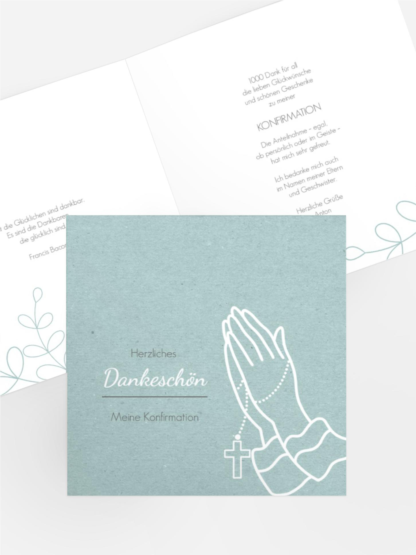 Dankeskarte Konfirmation Kreuz in Händen