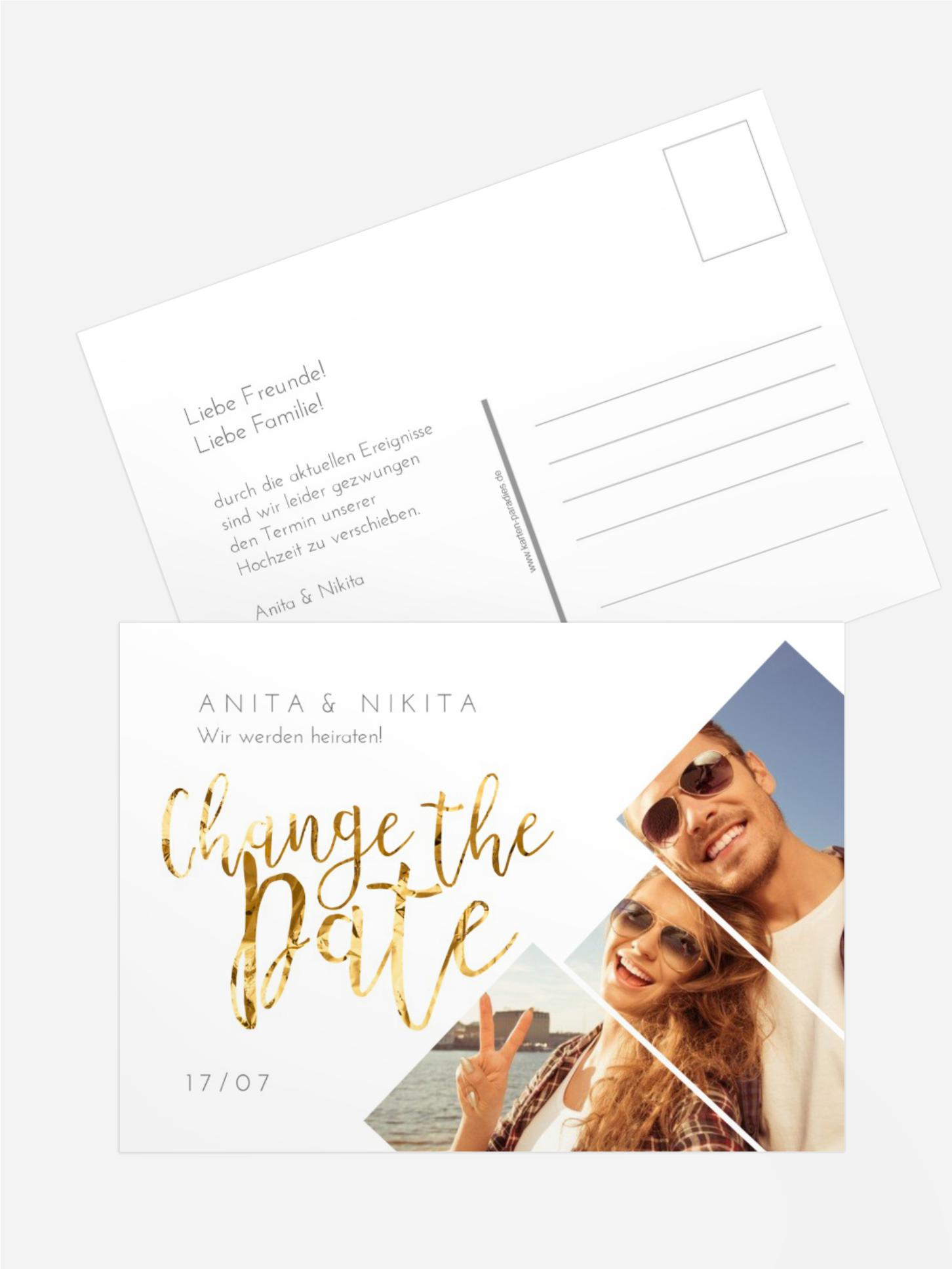 Change The Date Karte Gemeinsam aufgeteilt