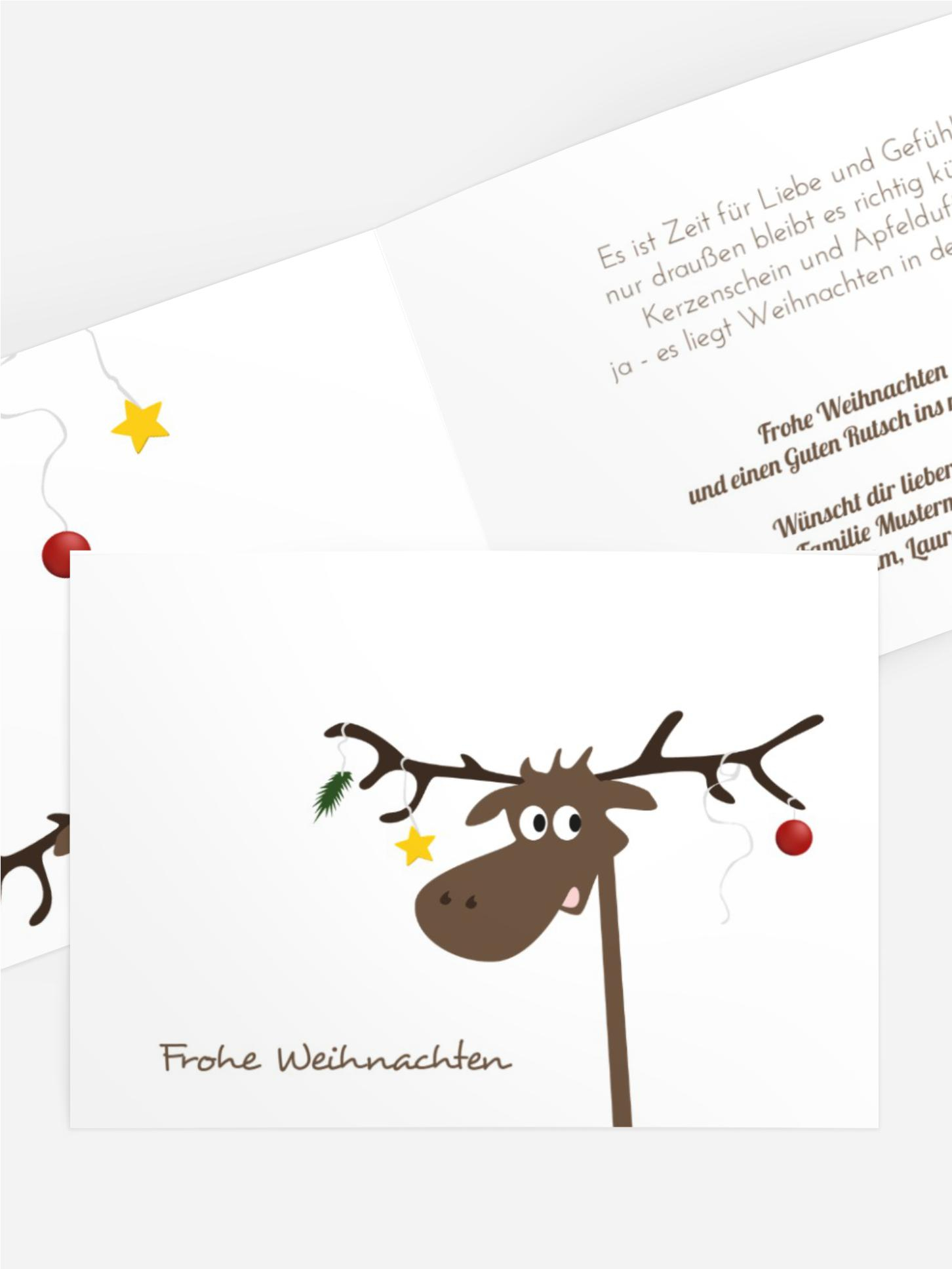 Weihnachts Grußkarte privat Elch