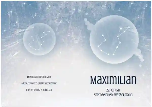Geburtskarte Sternzeichen Wassermann