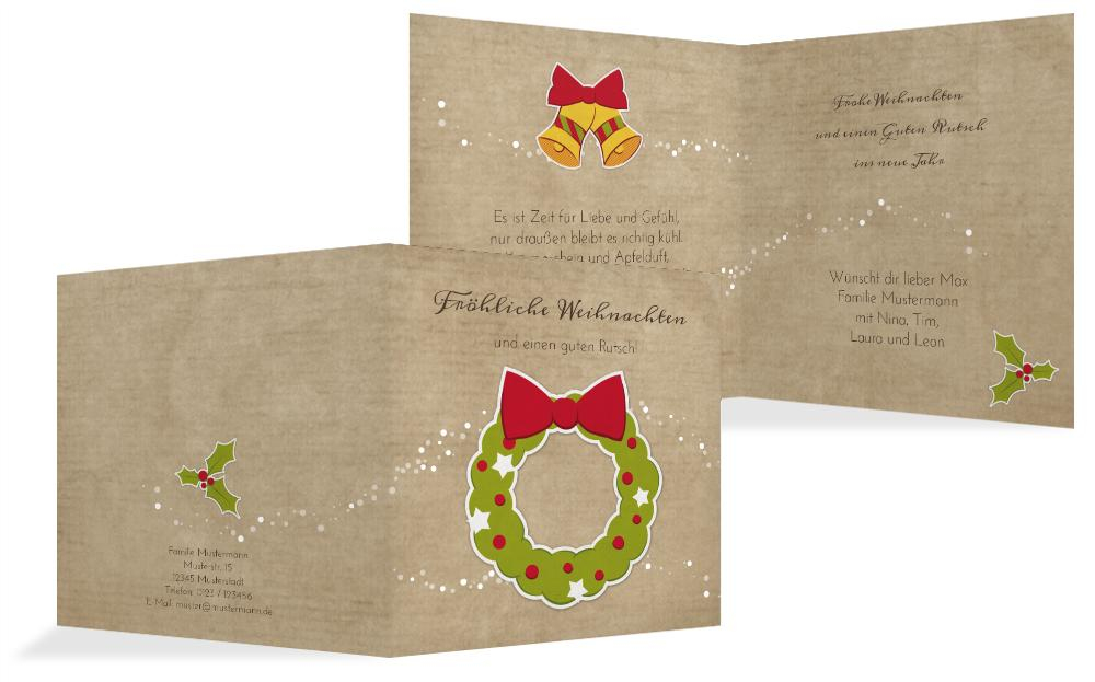 Weihnachtsgrußkarte Weihnachtskranz Weihnachtsgrußkarte Weihnachtskranz