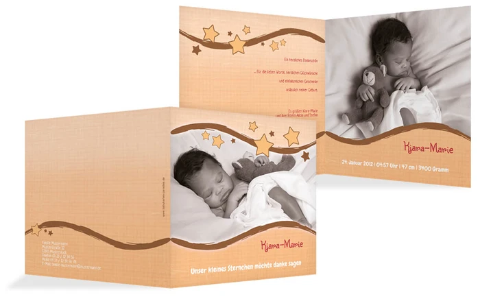 Dankeskarte Geburt Sternenwelle