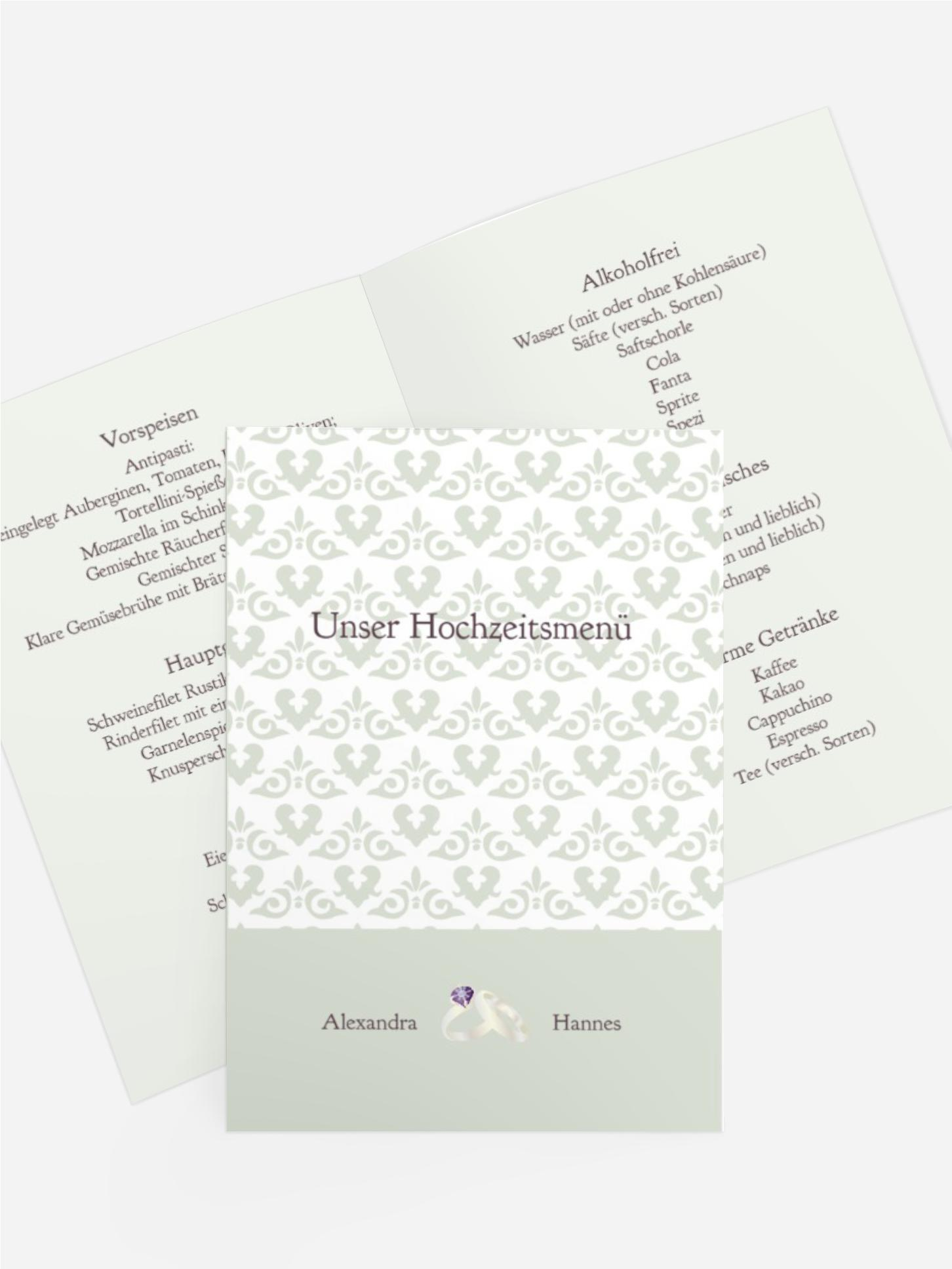 Menükarte Ornament mit Herz