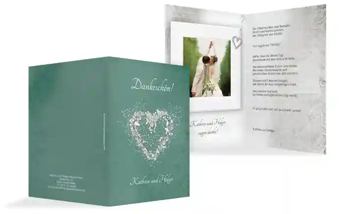 Dankeskarte glamour heart