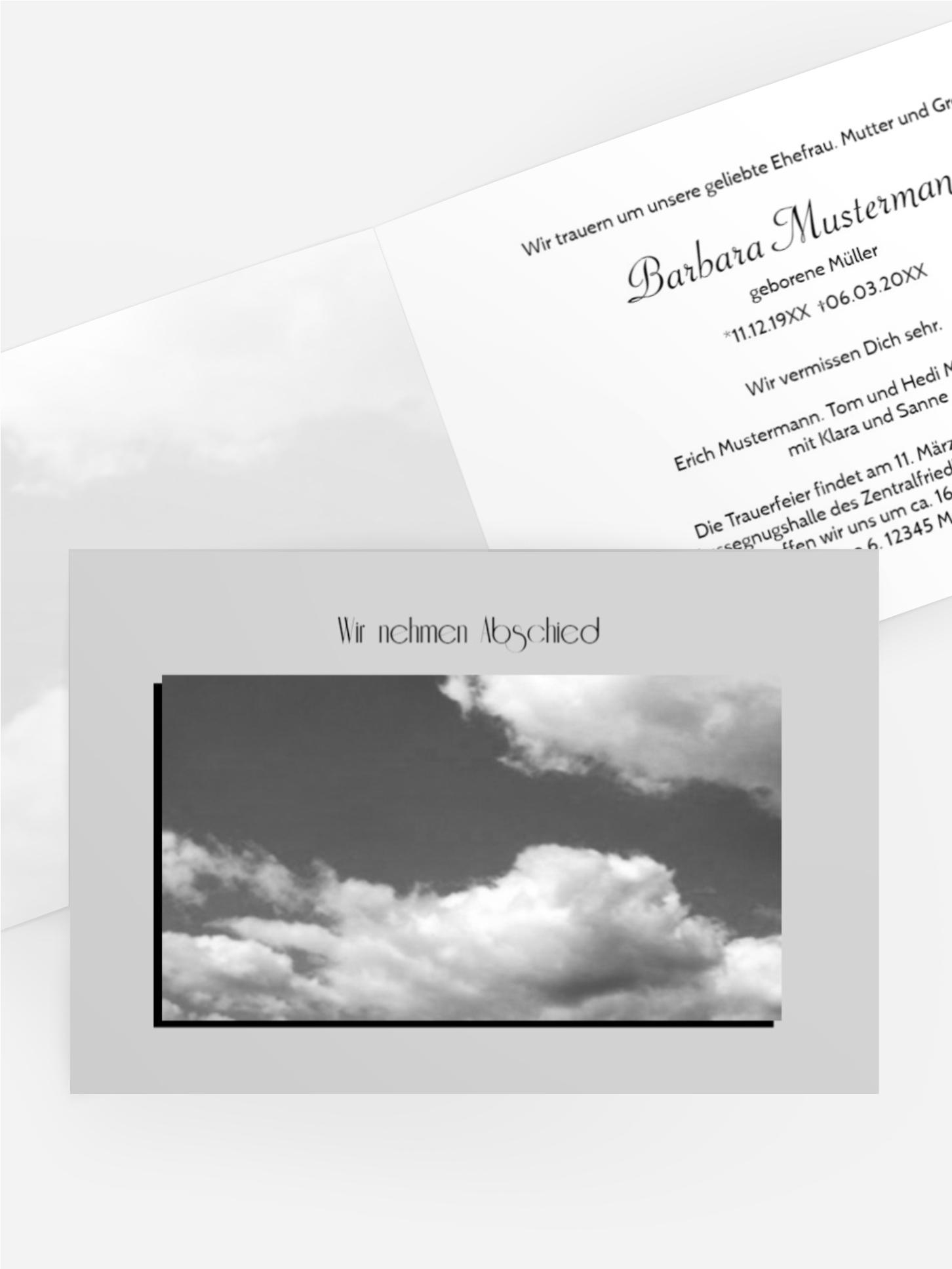 Trauerkarte Wolkenhimmel 2 quer