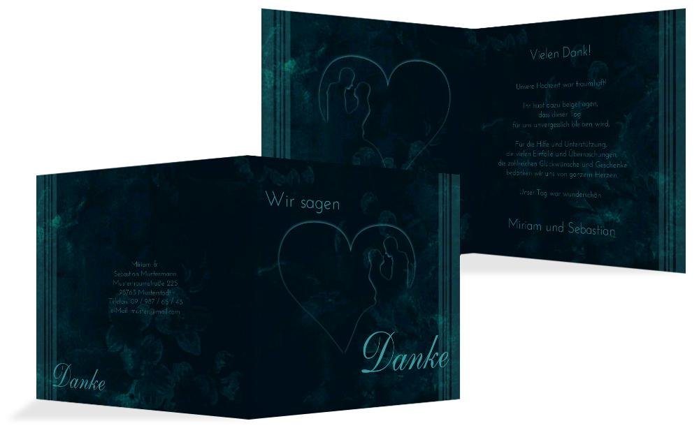 Dankeskarte zur Hochzeit Liebespaerchen