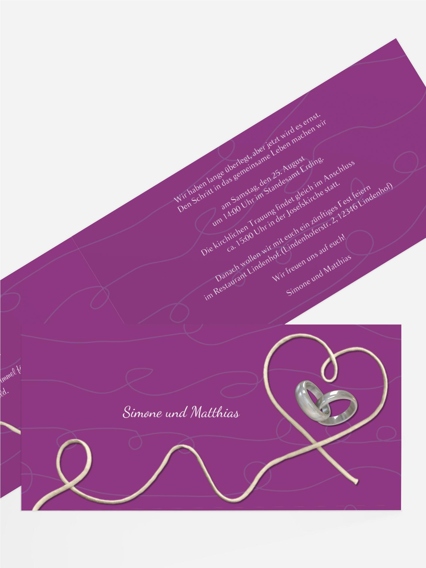 Karte zur Hochzeit erfüllte Liebe