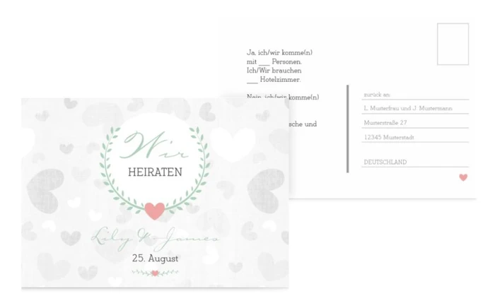 Antwortkarte zur Hochzeit zarte Ranke