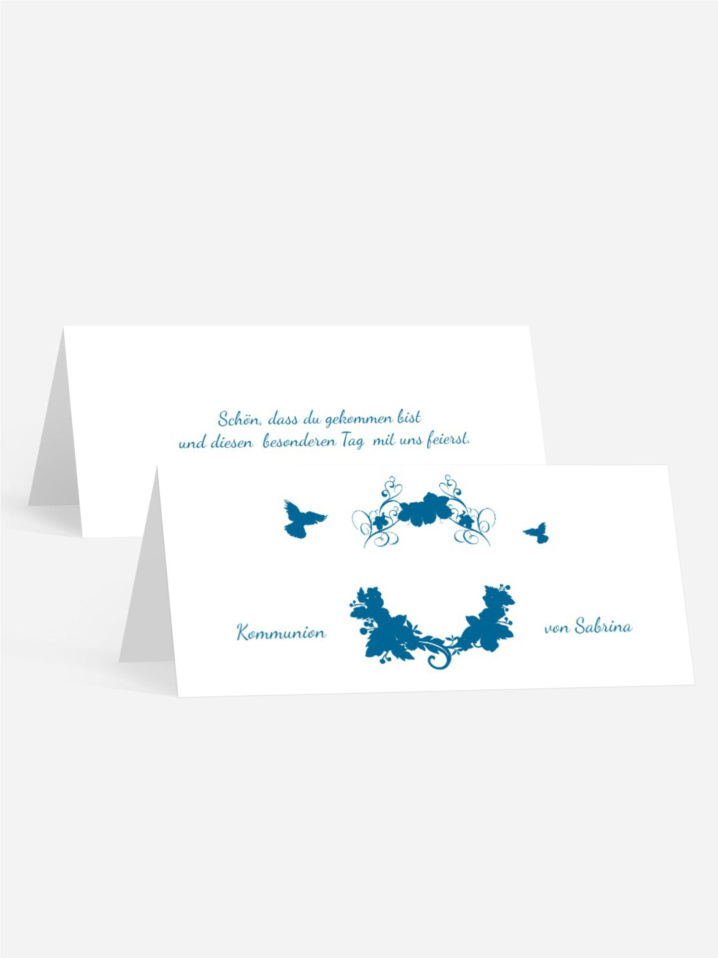 Kommunion Tischkarte Vogel