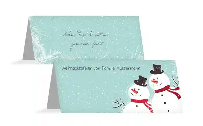 Weihnachtstischkarte Schneemänner