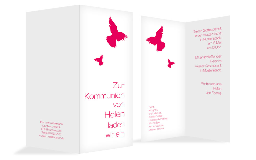 Kommunionseinladungskarte Taube
