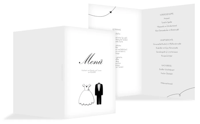 Menükarte dress and suit