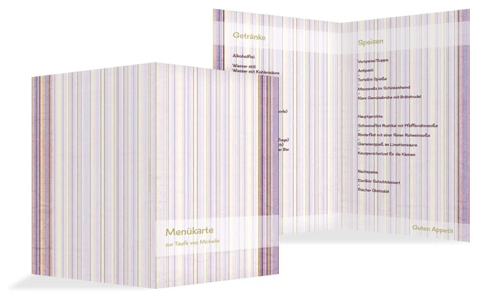 Taufe Menükarte zarter Farbklang