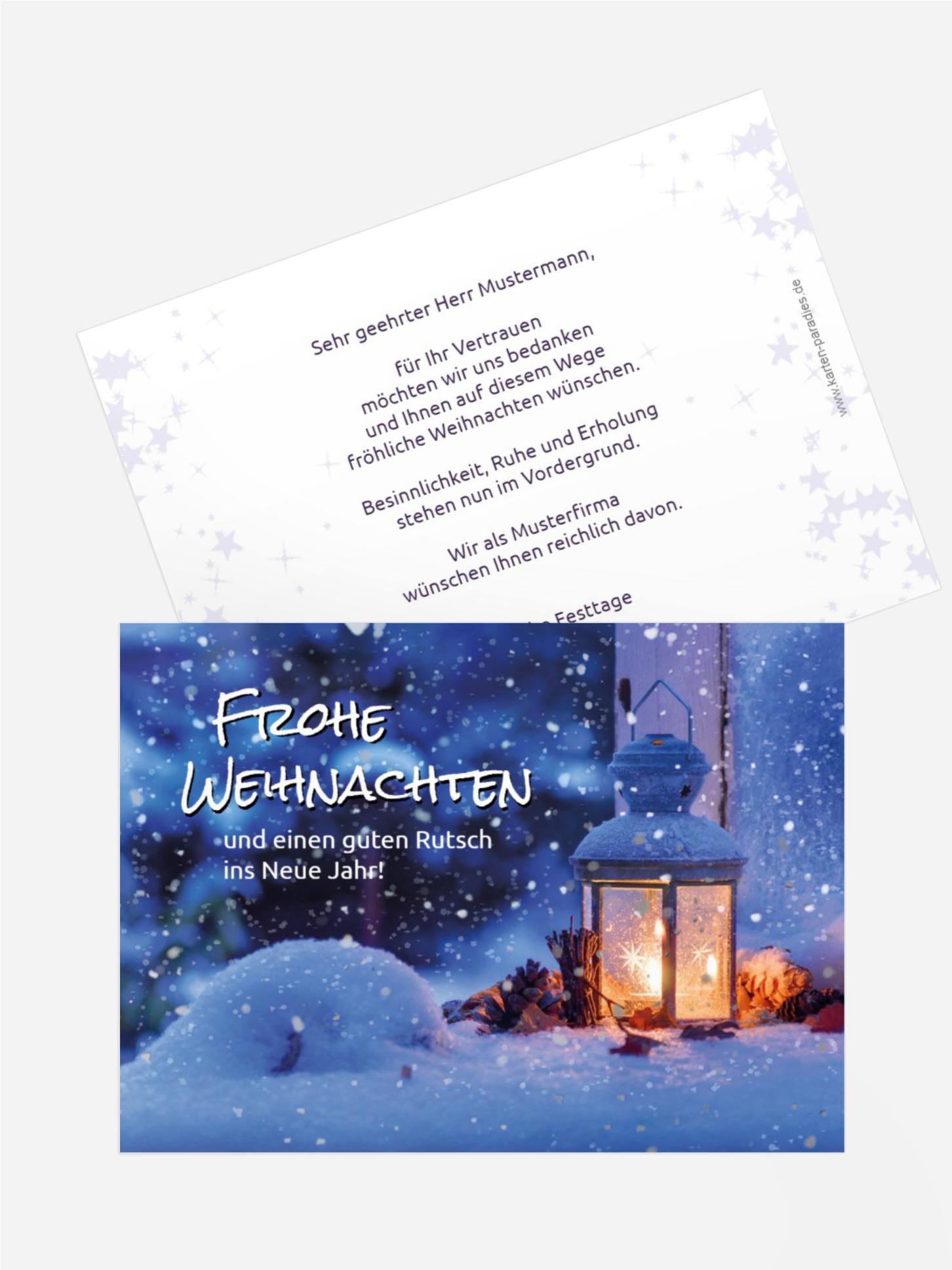 Grußkarte Weihnachten Geschäft Laterne