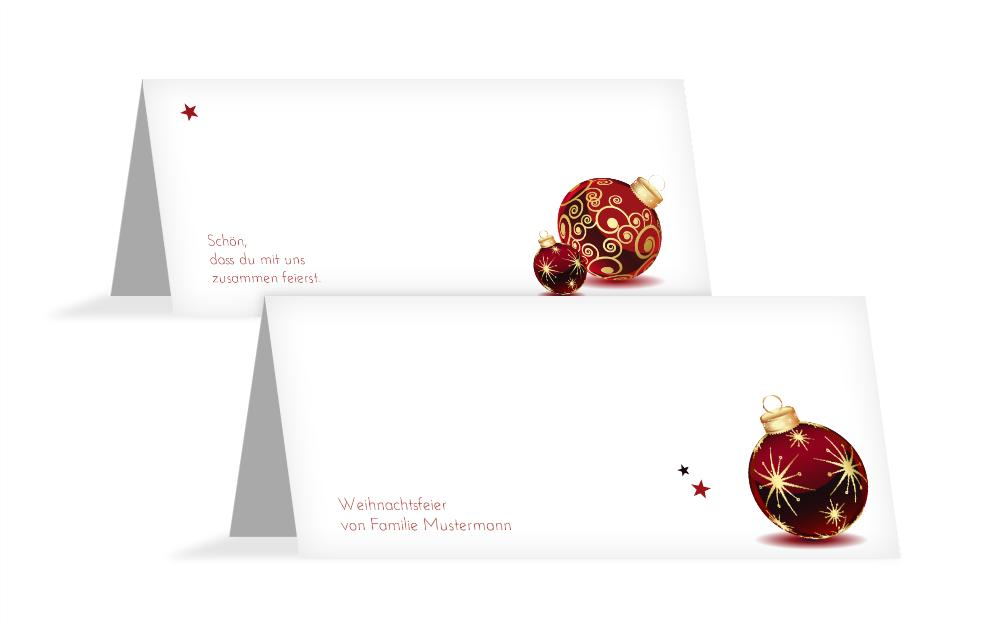 Weihnachts Tischkarte Weihnachtskugeln Weihnachts Tischkarte Weihnachtskugeln