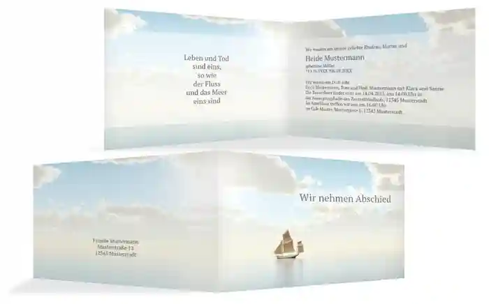 Trauerkarte Schiff quer