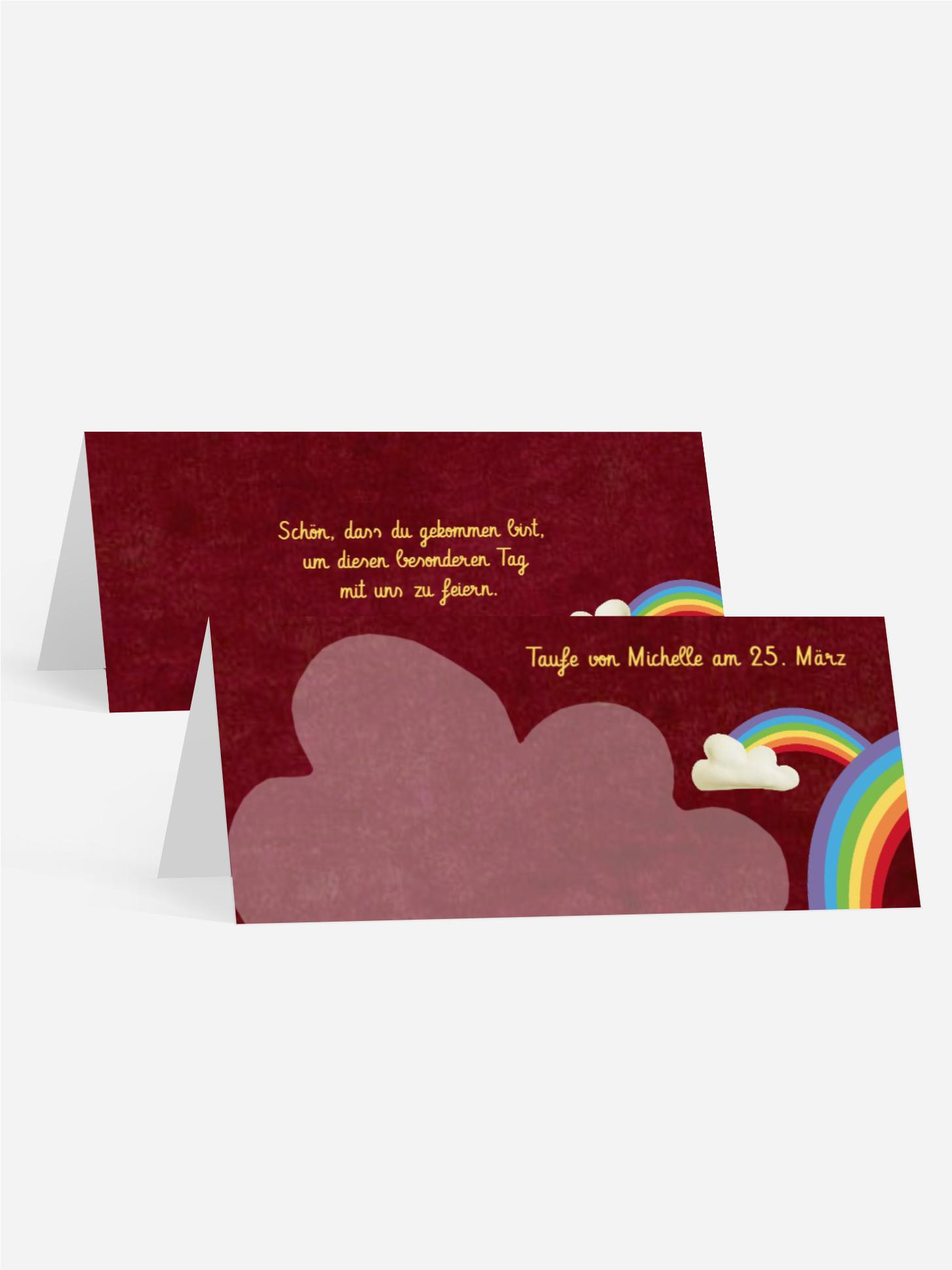 Tischkarte Taufe Regenbogenfantasie
