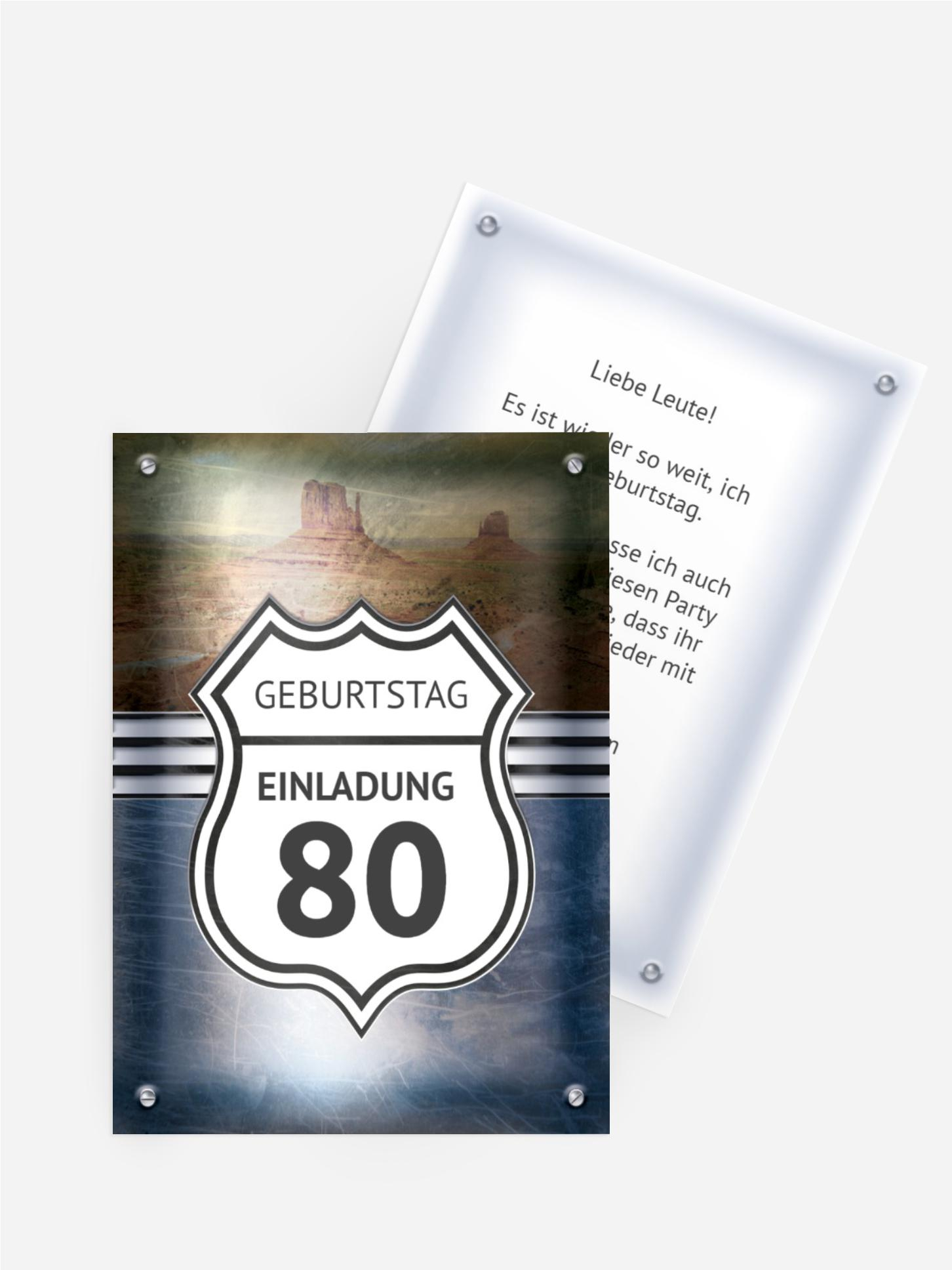 Geburtstagseinladung Route 80 Geburtstagseinladung Route 80