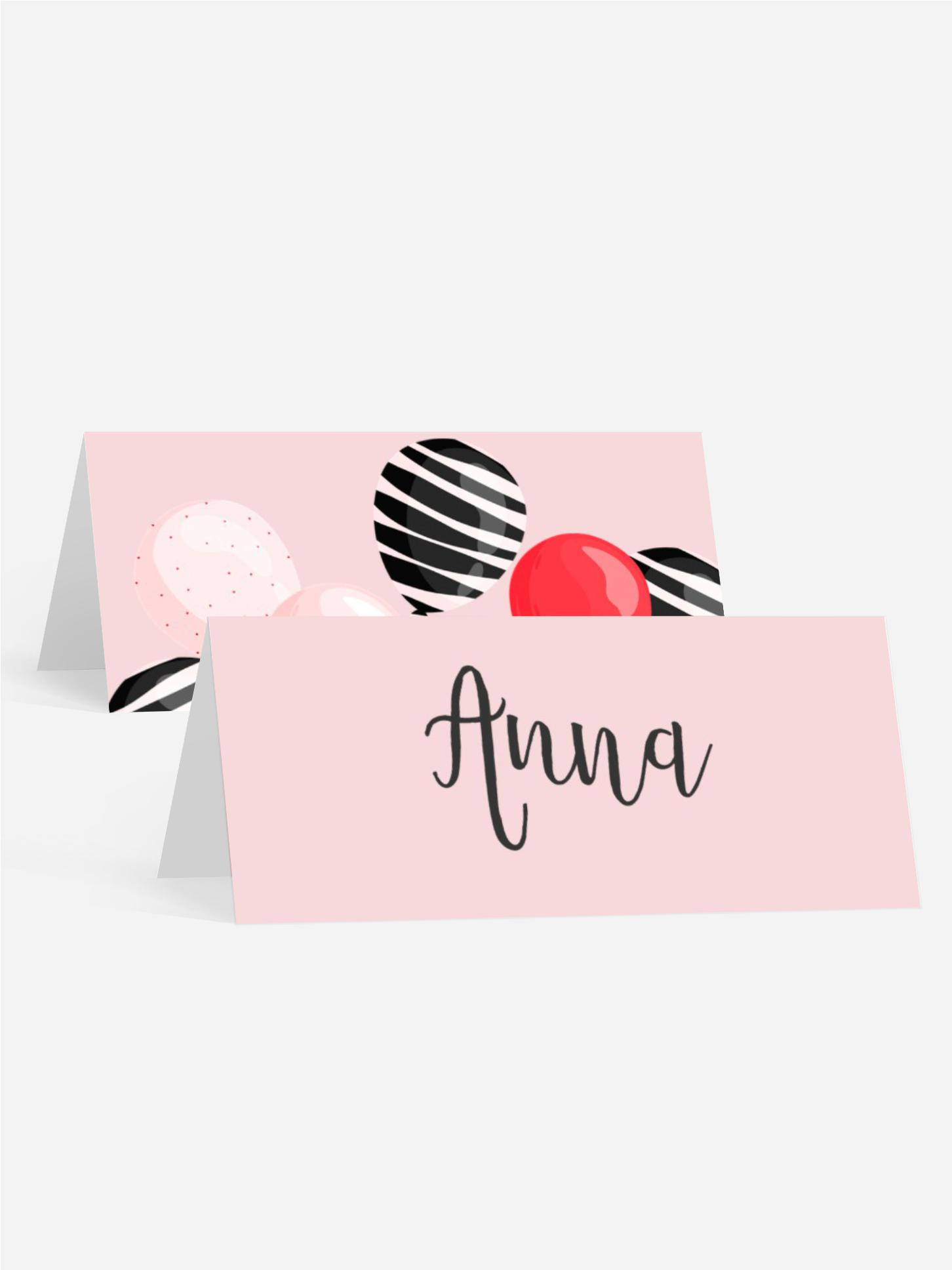 Tischkarte Jugendliche Geburtstag Ballons fliegen