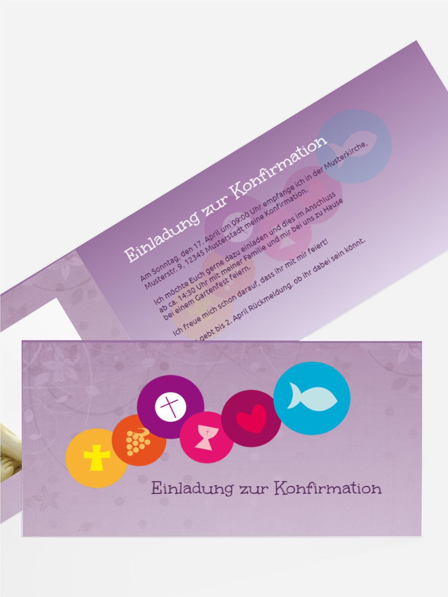 Einladung zur Konfirmation bunte Elemente
