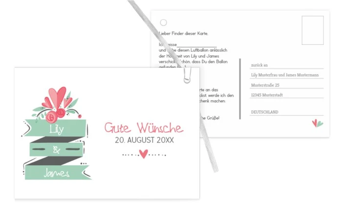 Hochzeit Ballonkarte Du & Ich