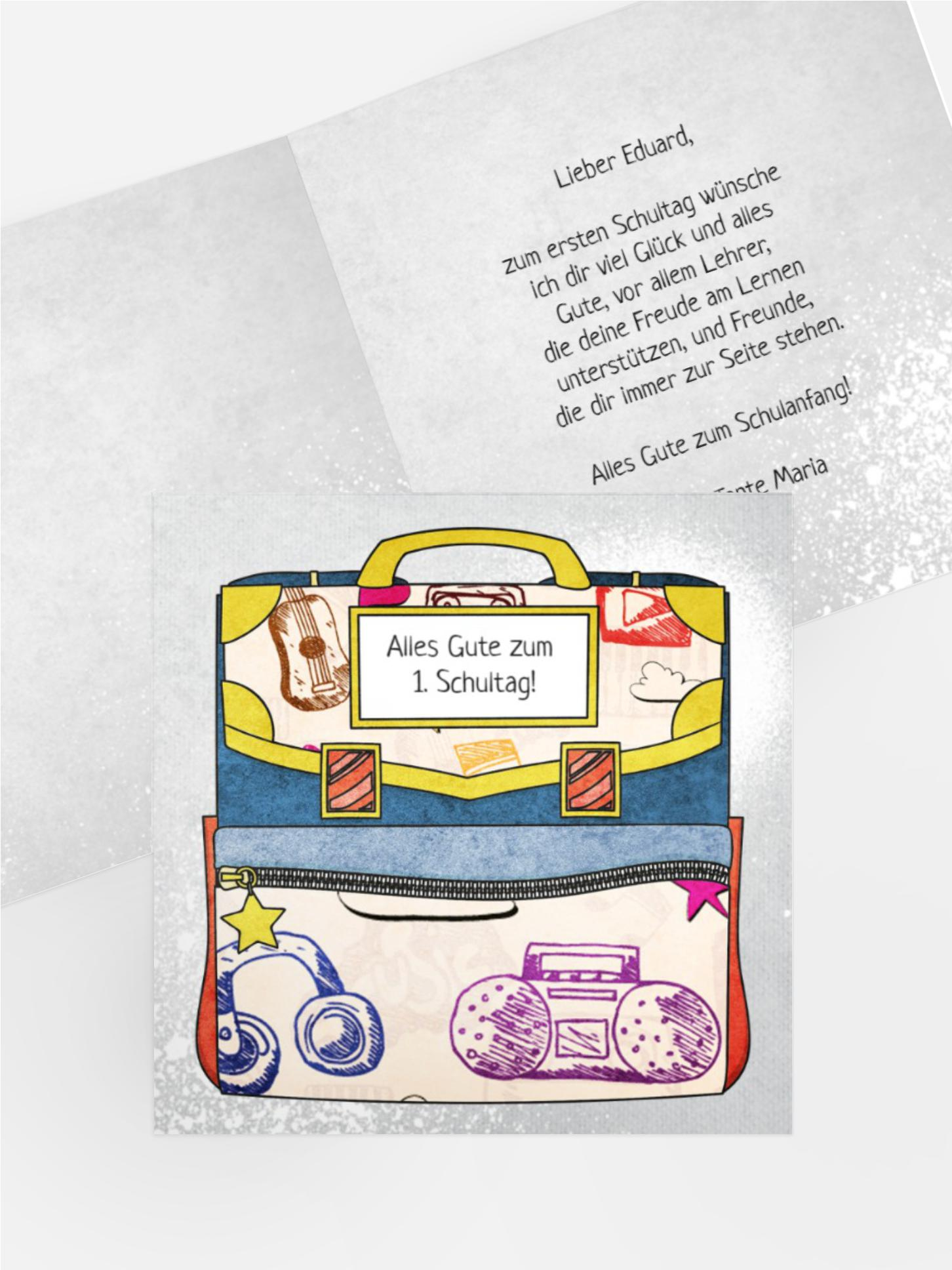 Glückwunschkarte Einschulung Schulranzen