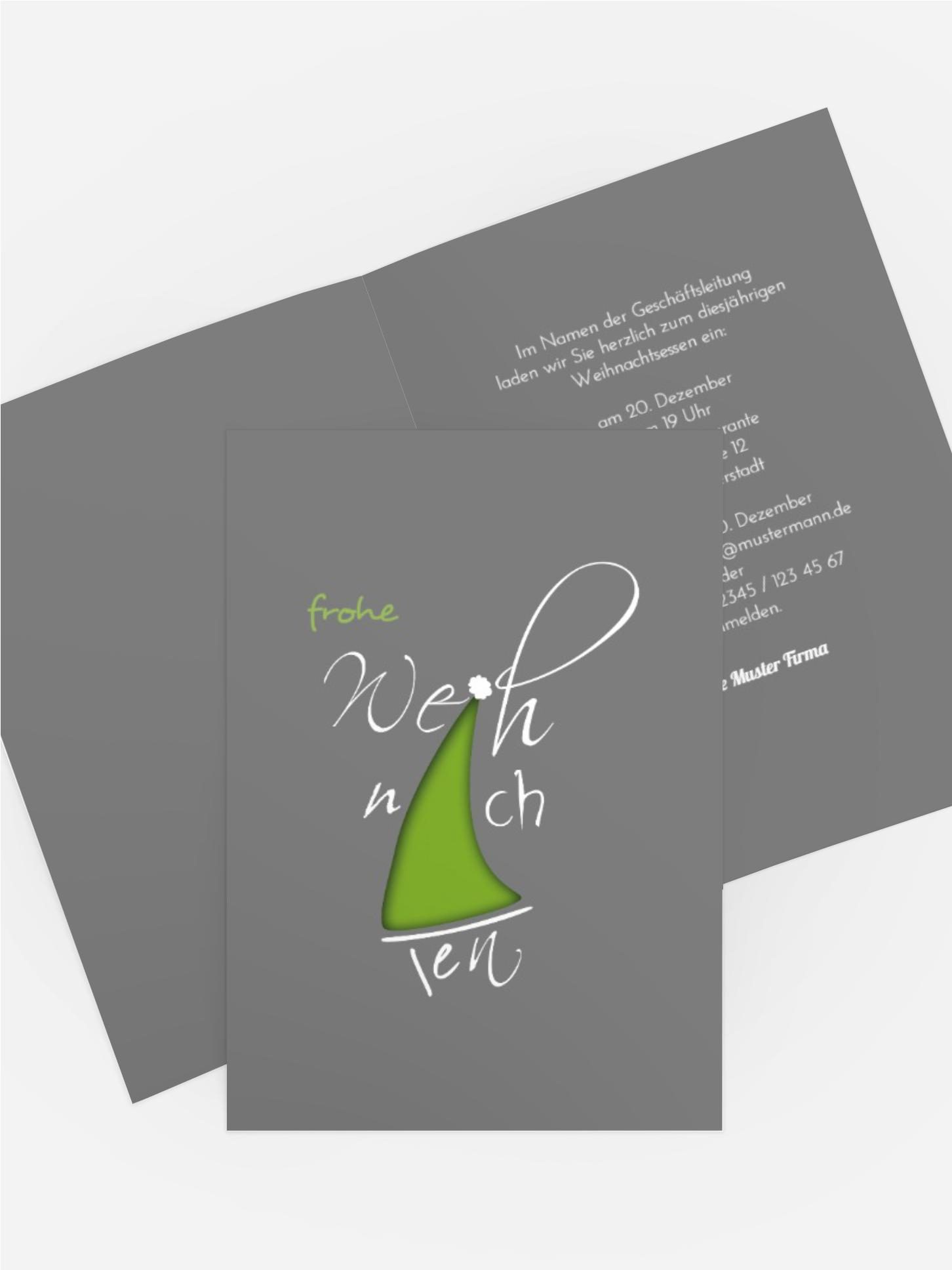 Weihnachts Einladungskarte geschäftlich Buchstabenmütze