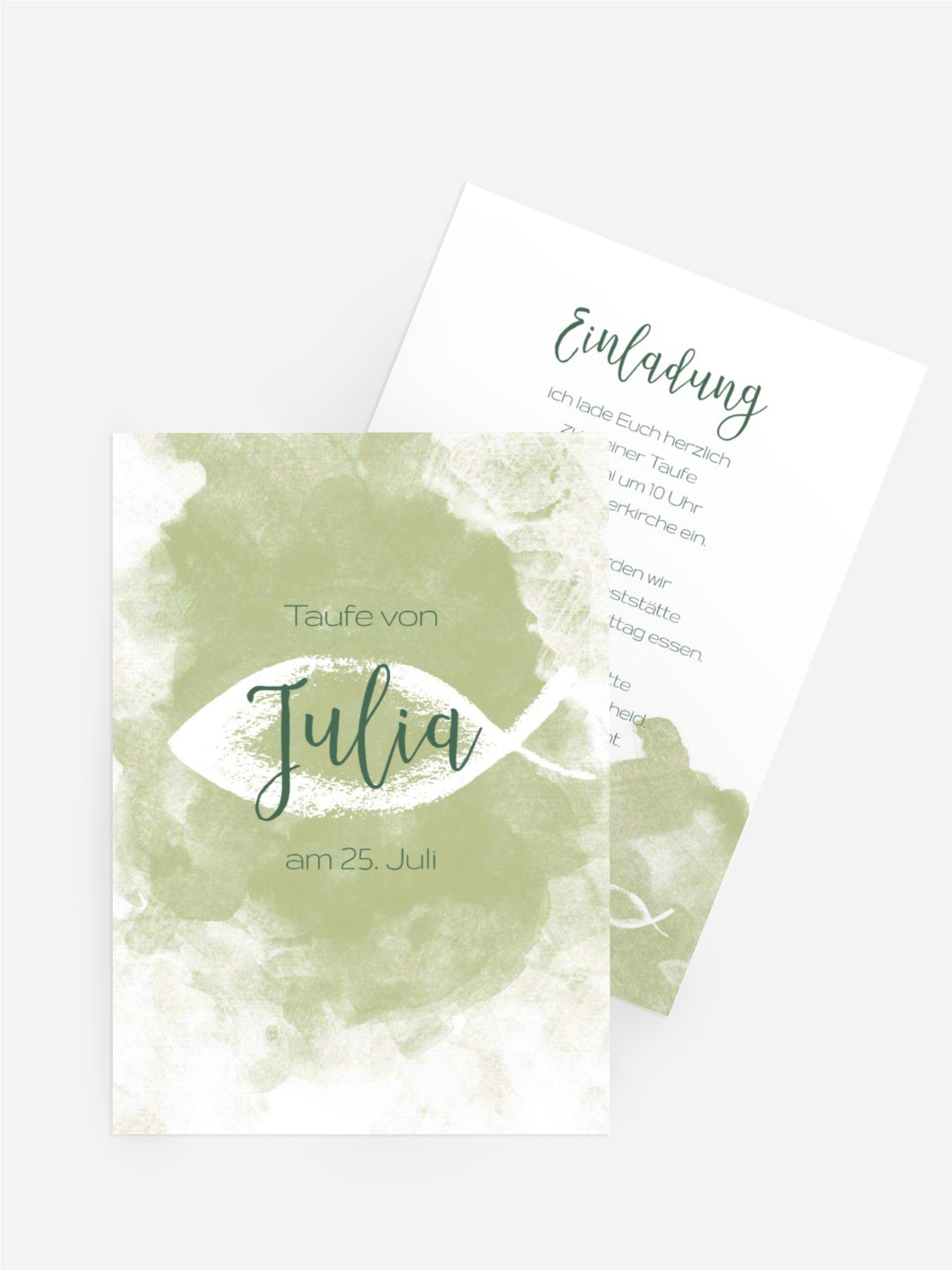 Einladungskarte Taufe Aquarelltraum