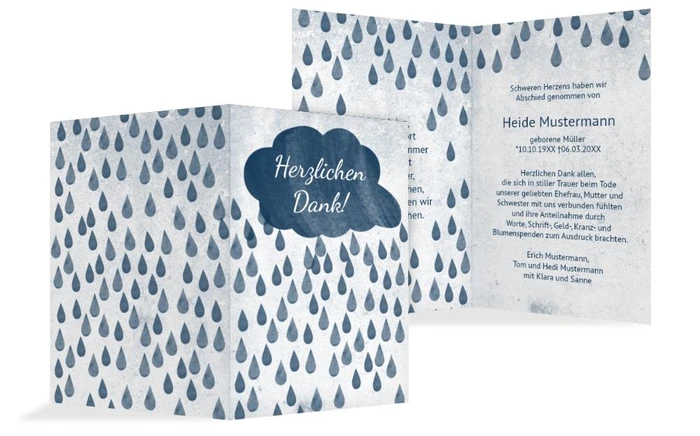Dankeskarte Regen hoch