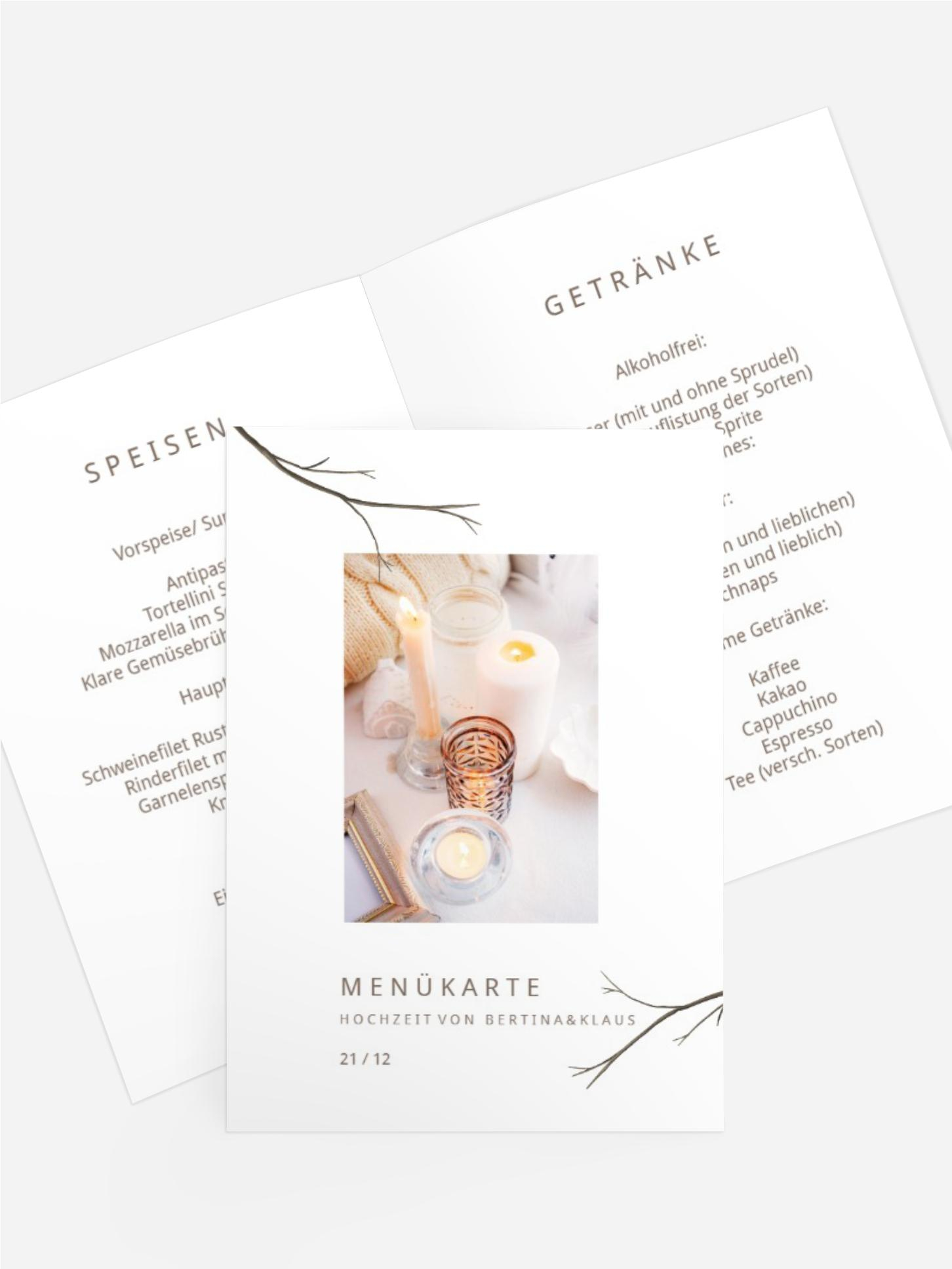Menükarte Winterliche Liebe