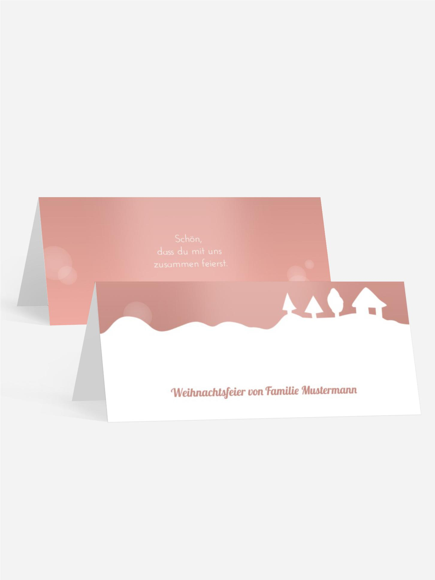 Weihnachts Tischkarte Schneelandschaft