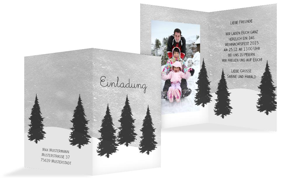 Foto Weihnachtseinladung Winterwald