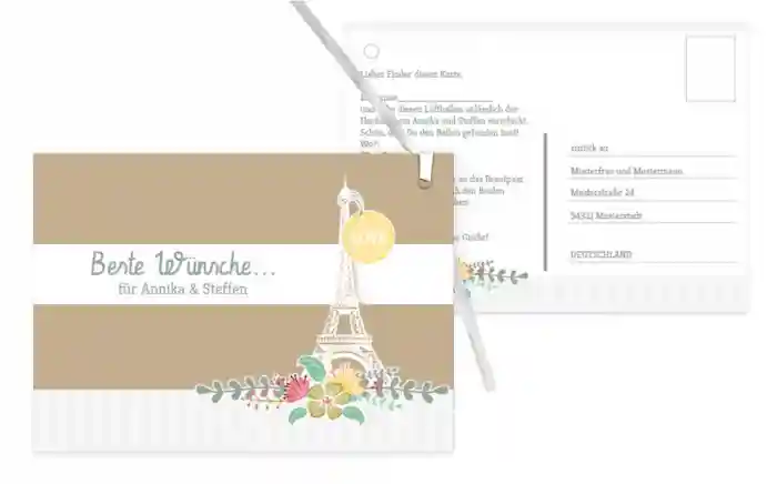 Ballonkarte zur Hochzeit Paris