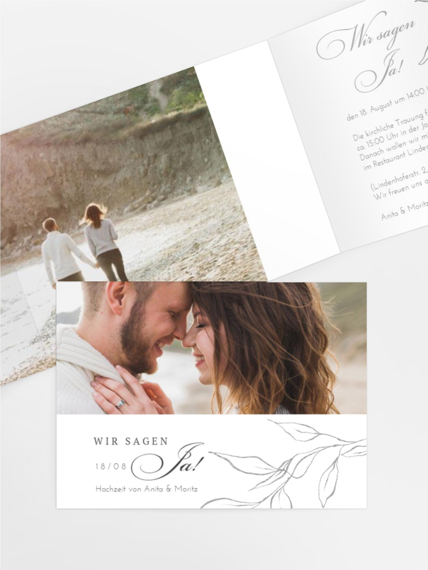 Hochzeitseinladung Dezent Leaf Hochzeitseinladung Dezent Leaf